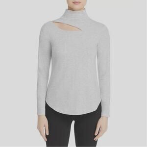 NWT Cupio Gray Mock Neck Cutout Long Sleeve Top Sz Large
